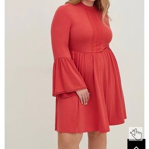Torrid New with Tags Size 3 Red MINI JERSEY MOCK NECK SKATER DRESS